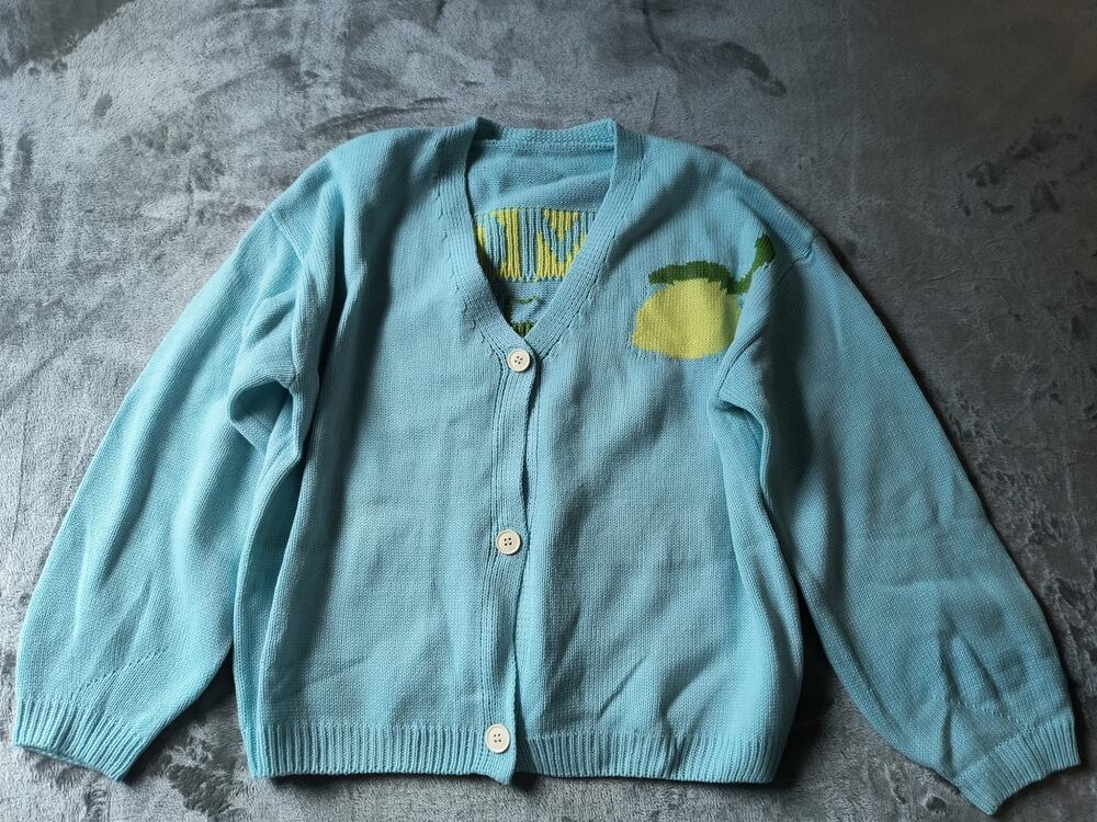 Women's Soft blue chunky knit "Limoncello" Cardigan - Size S